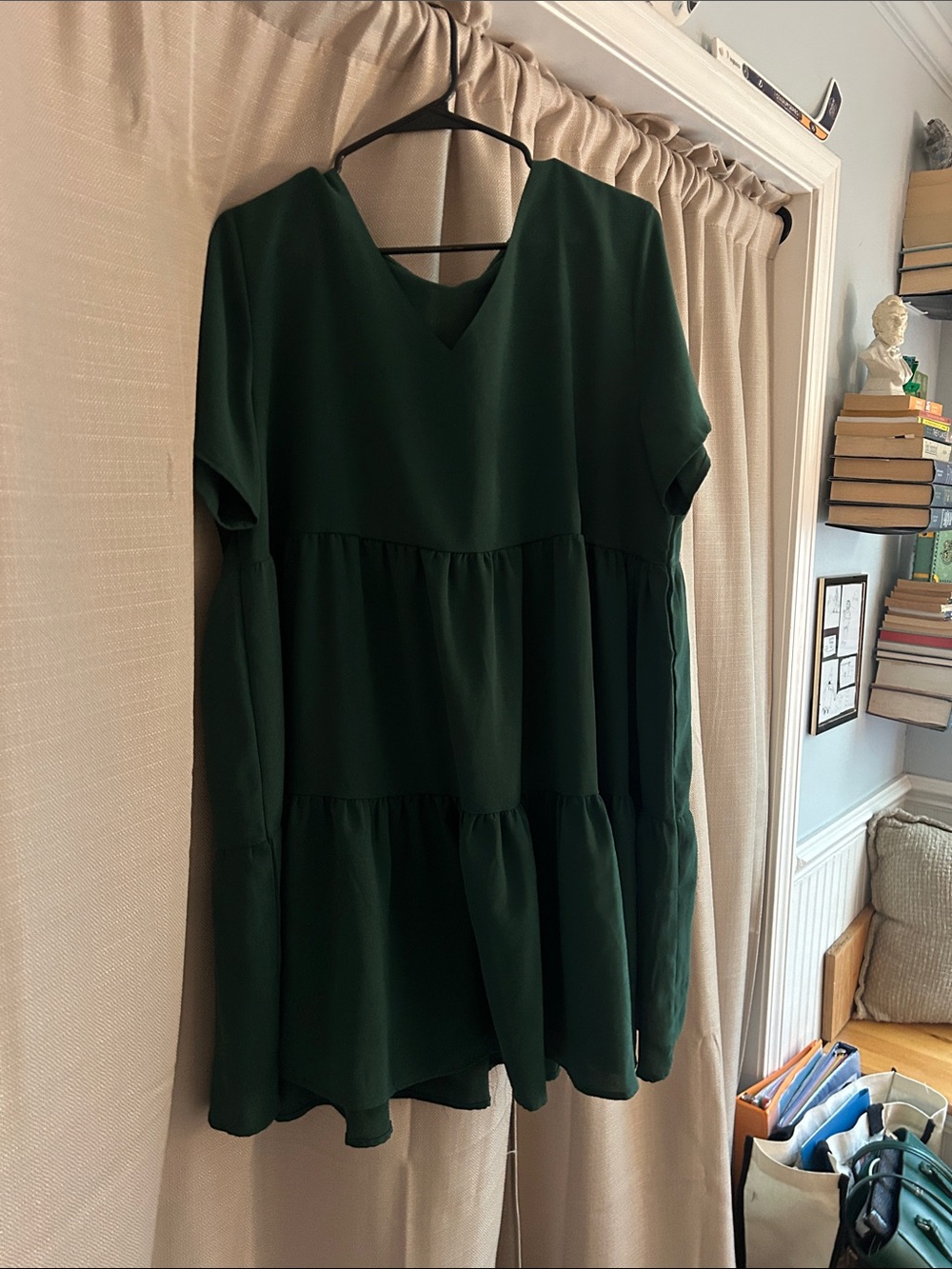 Thrasher Dark Green V-Neck Tiered Tunic